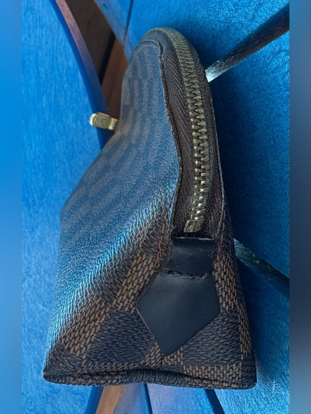 LV Damier Ebene Canvas Pouch with Gold